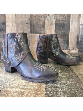 Old Gringo OG Side Zip Brown Ankle Cowboy Boots Booties Womens 7.5 B